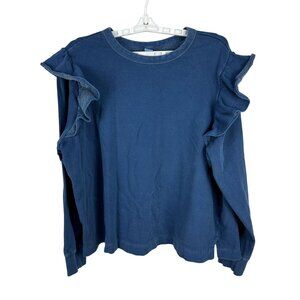 Old Navy Womens Size XL Dark Blue Ruffle Sleeve Party Fleece Sweatshirt